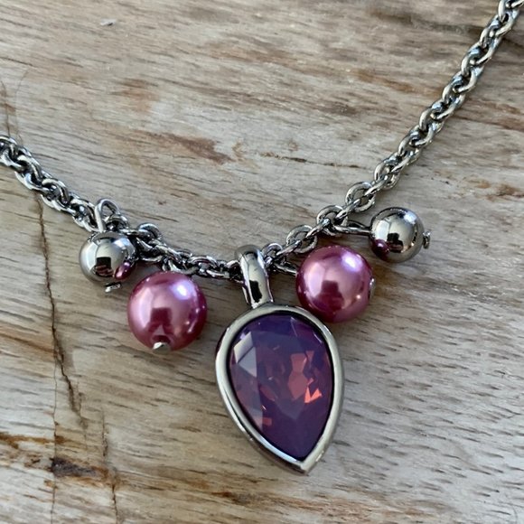 Dyrberg/Kern Eulalie Swarovski crystal necklace pink - Picture 1 of 5